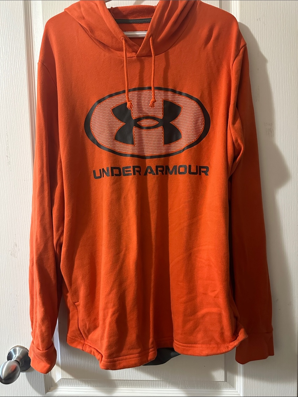 Under Armour Orange Pullover Hoodie with Black Logo